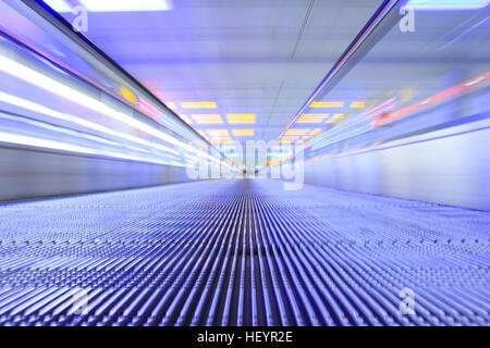 Moving walkway (moveator) at Munich International Airport, Munich, Bavaria, Germany Stock Photo