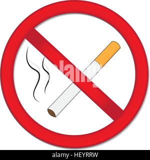 Red sign smoking ban. Stop cigarette nicotine. Vector illustration. Stock Vector