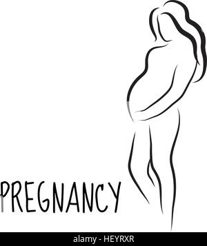 pregnant woman silhouette, isolated vector symbol Stock Vector