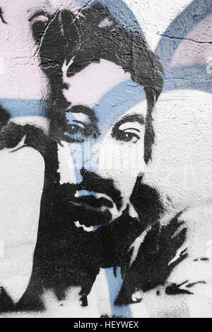 stencil graffito showing french composer and singer serge gainsbourg, paris, ile de france, farnce Stock Photo