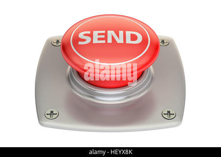Send red button, 3D rendering isolated on white background Stock Photo