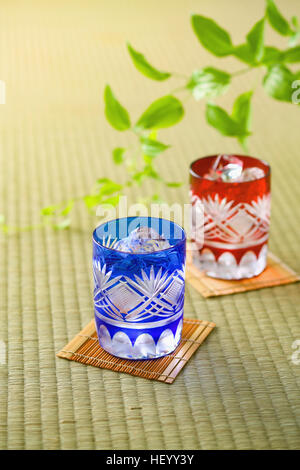 Traditional Japanese Edo Kiriko glassware Stock Photo