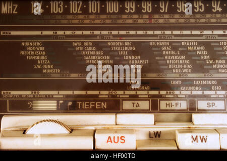 Option keys (buttons) on an antique radio Stock Photo