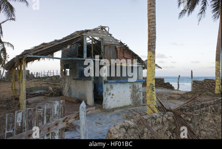 Old hut, shack on the beach, Playa del Macao, Dominican Republic, Caribbean Stock Photo