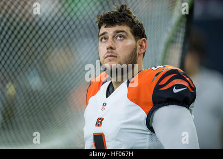 Houston, Texas, USA. 24th Dec, 2016. Cincinnati Bengals kicker Randy Bullock (4) watches during the 1st quarter of an NFL game between the Houston Texans and the Cincinnati Bengals at NRG Stadium in Houston, TX on December 24th, 2016. © Trask Smith/ZUMA Wire/Alamy Live News Stock Photo