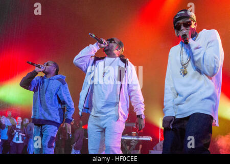 December 22, 2016 - Milwaukee, Wisconsin, U.S - FLESH-N-BONE, WISH BONE and KRAYZIE BONE of Bone Thugs-n-Harmony performs live at the Riverside Theater in Milwaukee, Wisconsin (Credit Image: © Daniel DeSlover via ZUMA Wire) Stock Photo