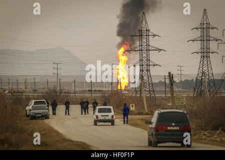 Villas suffer as a result of Gas Pipeline Explosion Stock Photo