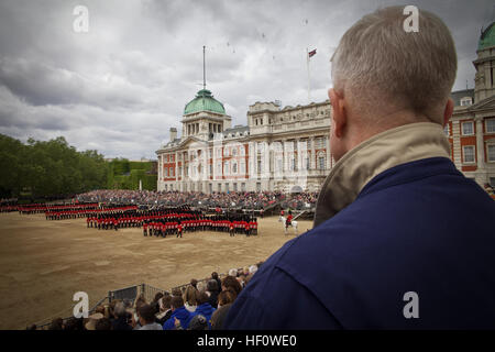 The Commandant of the U.S. Marine Corps, Gen. James F. Amos, watches members of the Household Division perform during the Colonel's Review ceremony at Horse Guards Parade in London, England, June 9, 2012. The annual event is held as a final dress rehearsal a week before the Trooping the Colour ceremony in honor of the Queen's birthday. (U.S. Marine Corps photo by Sgt. Mallory S. VanderSchans/Released) Commandant tours Westminster 120609-M-LU710-120 Stock Photo