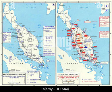 Pacific War - Malaya 1941-42 - Map Stock Photo