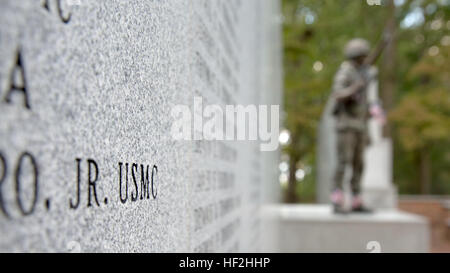 At the intersection of Lejeune Boulevard and Montford Landing Road in Jacksonville, is a place where the people in Jacksonville and Marine Corps Base Camp Lejeune come together to remember and reflect on events that affected the community at large. At Lejeune Memorial Gardens, visitors can view monuments memorializing the Vietnam War, the 1983 bombings of the barracks in Beirut and the attacks on the World Trade Center on Sept. 11, 2001. Lejeune Memorial Gardens, A place to reflect 141002-M-IY869-230 Stock Photo