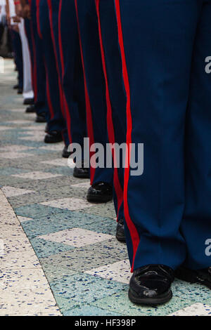 U.S. Marines and U.S. Navy Sailors with the 22nd Marine Expeditionary Unit (MEU) stand in formation during a Fleet Week 2015 reception at the Seminole Hard Rock Hotel and Casino in Hollywood, Fla., May 4. Marines and Sailors of the MEU, from Marine Corps Base Camp Lejeune, N.C., participated in Fleet Week Port Everglades May 4-10. The purpose of Fleet Week was to showcase the strength and capabilities of the Navy and Marine Corps team through tours, static displays and community relations events, and to provide the public the opportunity to meet and interact with Marines and Sailors. (U.S. Mar Stock Photo