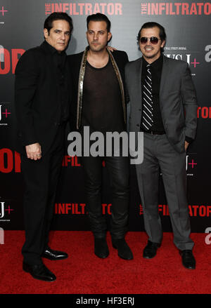 Yul Vasquez, Brad Furman and John Leguizamo attend 'The Infiltrator' premiere at AMC Loews Theater on July 11, 2016 in New York. Stock Photo