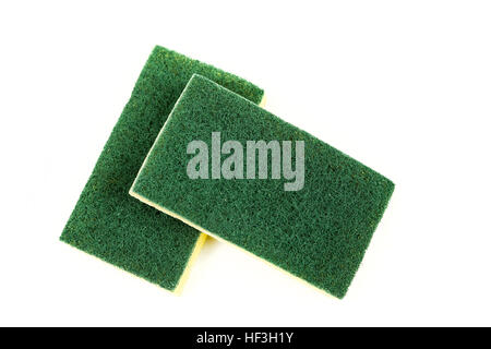 Two cellulose sponges isolated on white background Stock Photo