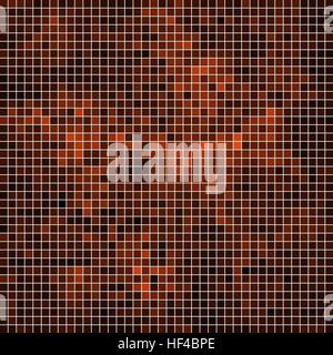 abstract vector square pixel mosaic background - brown and orange Stock Vector