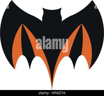 Isolated abstract black color flying bat logo. Halloween element on white background. Night animal logotype. Vampire symbol vector illustration. Stock Vector