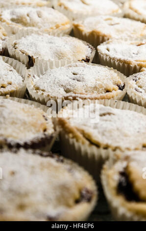 Homemade mince pies on a cooling rack. Stock Photo