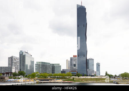 View on financial district with danube river in vienna, austria Stock Photo