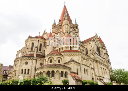 Church heiliger franz of assisi at mexikoplatz on danube river, vienna, austria Stock Photo