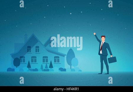 Business concept vector illustration. Investing, real estate, investment opportunity, selling or buying concept. Elements are layered separately in Stock Vector