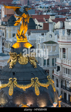 The top of the Metropolis building in Madrid Spain. Stock Photo