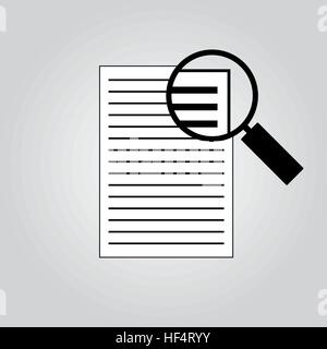 Magnifying glass - Search the document. Vector illustration Stock Vector