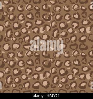 Vector illustration Leopard print seamless pattern. Brown hand drawn background. Stock Vector