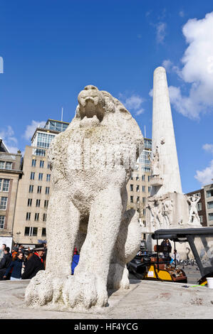 The National Monument on Dam Square is a 1956 World War II monument in the Amsterdam, Netherlands. Stock Photo