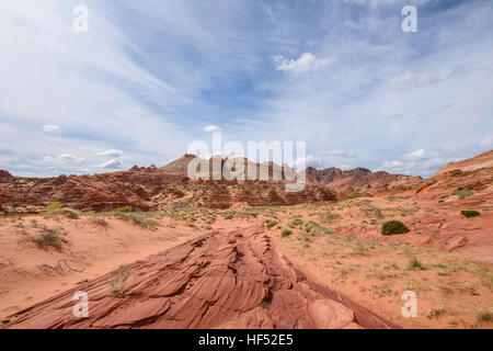 Path to The Wave - The un-marked hiking trail to the famous The Wave in the North Coyote Buttes area, Page, Arizona, USA. Stock Photo