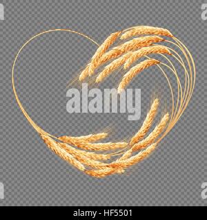 Wheat ears Heart isolated. EPS 10 Stock Vector