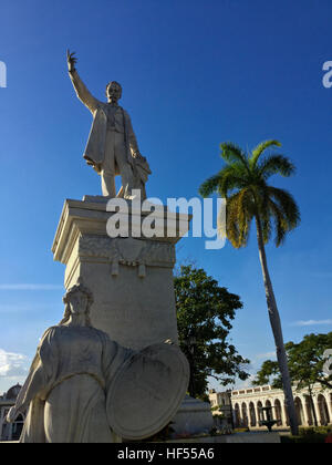 A statue of Jose Marti, one of the national heroes of Cuba, in the central plaza of Cienfuegos, Cuba Stock Photo