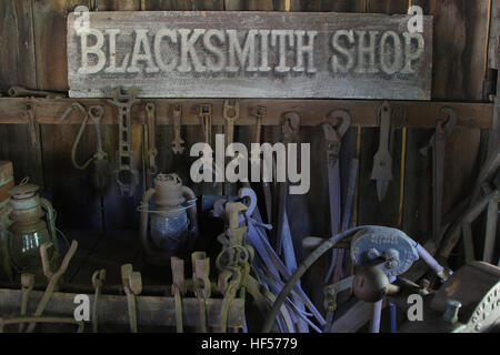Blacksmith Shop. Western Reserve Village. Canfield Fair. Mahoning County Fair. Canfield, Youngstown, Ohio, USA. Stock Photo