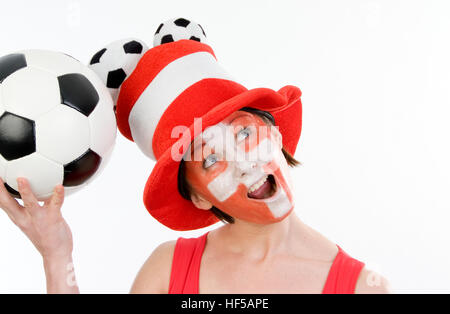 Female football supporter, Euro 2008 hosted by Austria and Switzerland Stock Photo