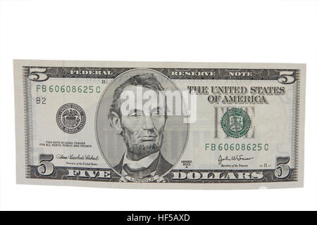 US five dollar bill Stock Photo