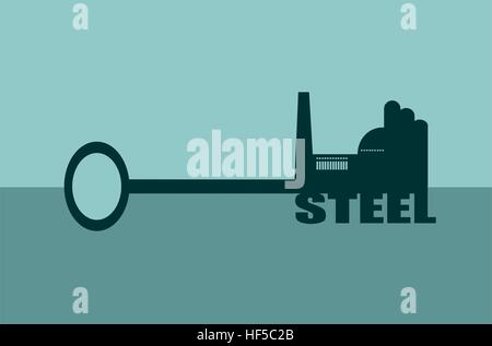 vector illustration concept of hand holding a key  steel Stock Vector