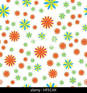 Seamless pattern with different size flowers on white background Stock Vector