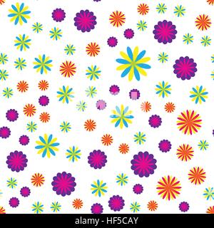 Seamless pattern with different size flowers on white background Stock Vector