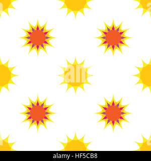 Seamless pattern with sun on white background Stock Vector