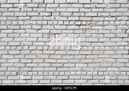 White brick wall, weathered texture background Stock Photo