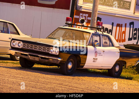 American police car, patrol car, squad car, police cruiser.  Vintage 1968 Plymouth Satellite police package car. Stock Photo