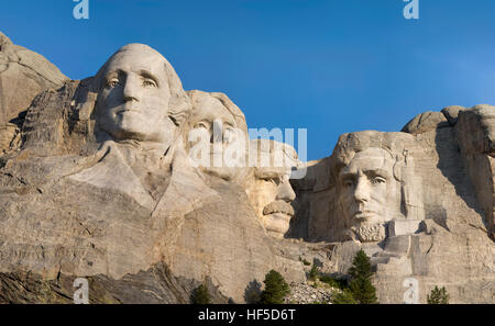 Mount Rushmore National Memorial, South Dakota SD USA. Mt Rushmore in early morning. Hi-res panorama. Stock Photo