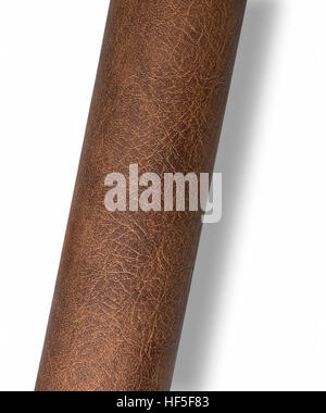 rolled brown leather textured surface isolated on white with shadow Stock Photo