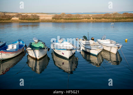 the landscape and coast at the town of Fuseta in the Algarve in the south of Portugal in Europe. Stock Photo