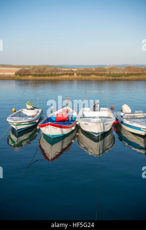 the landscape and coast at the town of Fuseta in the Algarve in the south of Portugal in Europe. Stock Photo