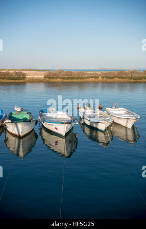 the landscape and coast at the town of Fuseta in the Algarve in the south of Portugal in Europe. Stock Photo