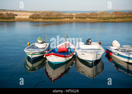 the landscape and coast at the town of Fuseta in the Algarve in the south of Portugal in Europe. Stock Photo