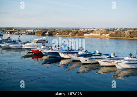 the landscape and coast at the town of Fuseta in the Algarve in the south of Portugal in Europe. Stock Photo