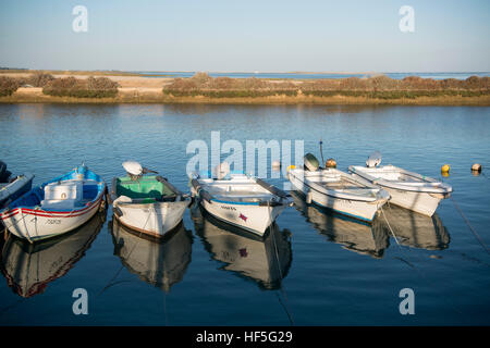 the landscape and coast at the town of Fuseta in the Algarve in the south of Portugal in Europe. Stock Photo