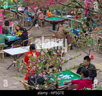 People playing Mahjong on the street, Chengdu, Sichuan Province, China Stock Photo