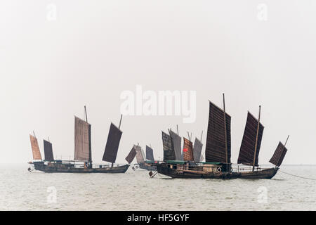 Junk boats on Lake Taihu, Huzhou, Jiangsu Province, China Stock Photo