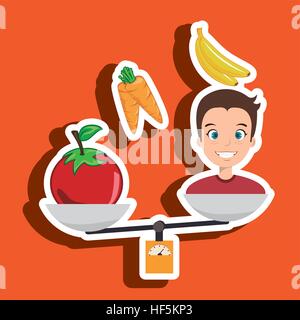 man cartoon vegetable organic balance vector illustration eps 10 Stock Vector